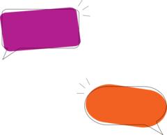 lila und orange Sprechblasen