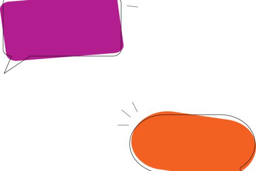 lila und orange Sprechblasen