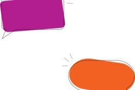 lila und orange Sprechblasen