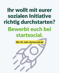 Rakete mit Text "Ihr wollt mir eurer Initiative richtig durchstarten?"