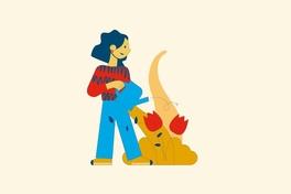 Ehrenamtliche, die Tulpen gießt